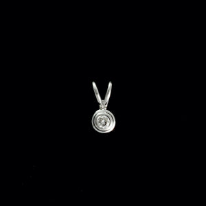 9ct White Gold Rubover Set Solitaire Diamond Pendant (0.10ct) - Optional Chain