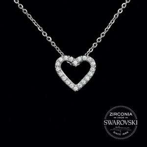Sterling Silver & Swarovski Zirconia Pavé Heart Pendant Necklace