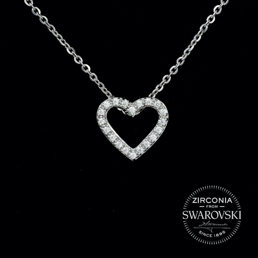 Sterling Silver & Swarovski Zirconia Pavé Heart Pendant Necklace