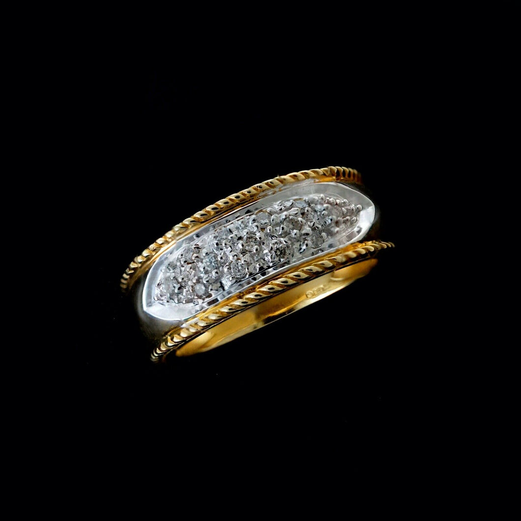 9ct Yellow Gold 0.14ct Pave Set Diamond Ring (Size Q)