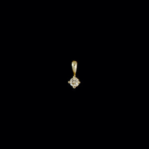 9ct Yellow Gold Tiny Solitaire Diamond Pendant (0.10ct) - Optional Chain