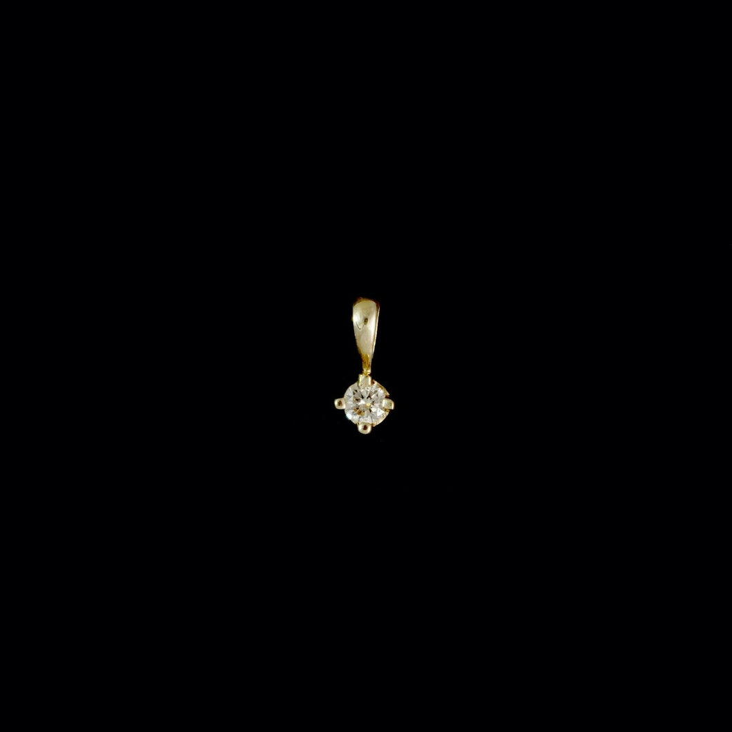 9ct Yellow Gold Tiny Solitaire Diamond Pendant (0.10ct) - Optional Chain