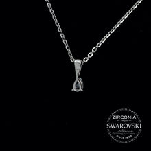 Load image into Gallery viewer, Tiny Sterling Silver &amp; Swarovski Zirconia Pear Cut Solitaire Pendant Necklace
