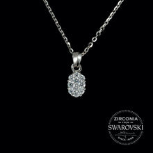 Load image into Gallery viewer, Sterling Silver &amp; Swarovski Zirconia Oval Shaped Cluster Pendant Necklace

