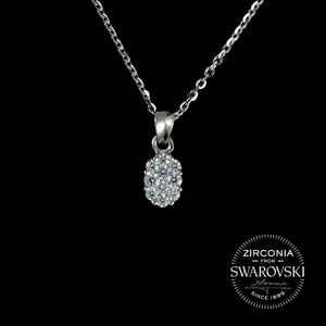 Sterling Silver & Swarovski Zirconia Oval Shaped Cluster Pendant Necklace
