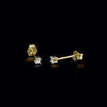 Load image into Gallery viewer, 18ct Yellow Gold Princess Solitaire Diamond Stud Earrings (0.10ct) Gents or Pair
