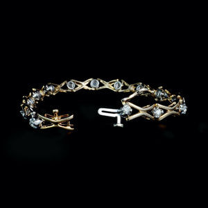 9ct Yellow Gold Kiss Link Diamond Bracelet (1.00ct)