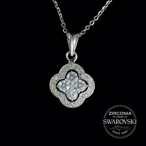 Sterling Silver & Swarovski Zirconia Art Deco Vintage Pendant Necklace