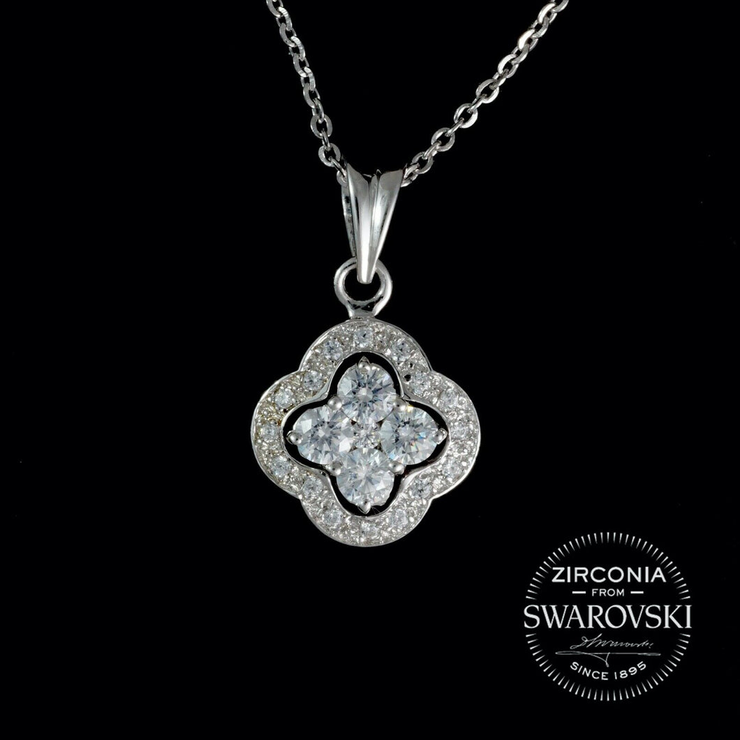 Sterling Silver & Swarovski Zirconia Art Deco Vintage Pendant Necklace