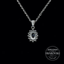 Load image into Gallery viewer, Sterling Silver &amp; Swarovski Zirconia Oval Cut Cluster Pendant Necklace

