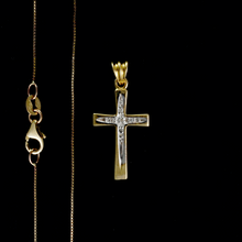 Load image into Gallery viewer, 9ct Yellow Gold Diamond Cross Pendant (0.01ct) - Optional Chain

