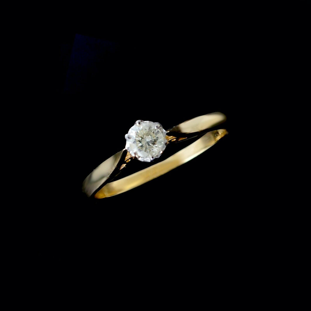 9ct Yellow Gold 0.20ct Diamond Solitaire Ring (Size R)