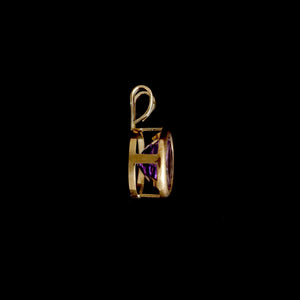 9ct Yellow Gold Round Amethyst Pendant (7mm) - Optional Chain