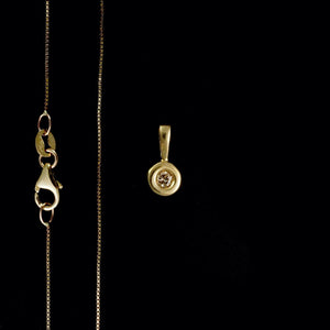 9ct Yellow Gold Rubover Set Solitaire Diamond Pendant (0.05ct) - Optional Chain