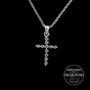 Sterling Silver & Swarovski Zirconia Claw Set Cross Pendant Necklace