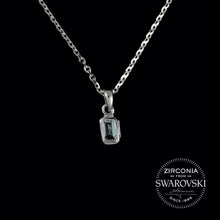 Load image into Gallery viewer, Sterling Silver &amp; Swarovski Zirconia Emerald Cut Solitaire Pendant Necklace
