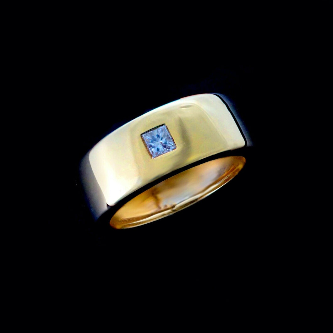 9ct Yellow Gold 0.15ct Diamond Gents Ring (Size N1/2)