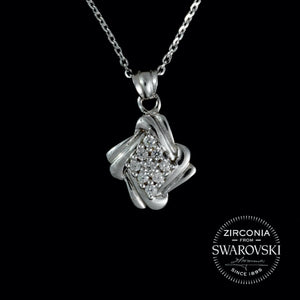 Sterling Silver & Swarovski Zirconia Vintage Cluster Pendant Necklace