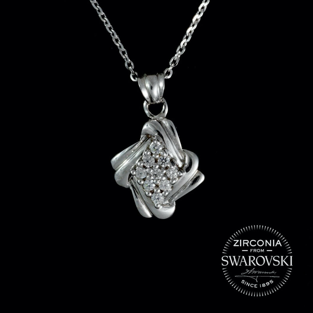 Sterling Silver & Swarovski Zirconia Vintage Cluster Pendant Necklace