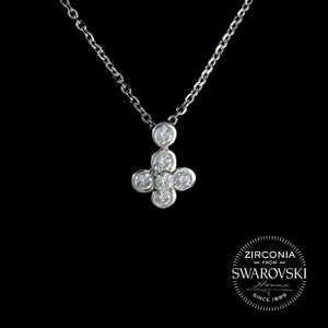 Sterling Silver & Swarovski Zirconia Upside Down Cross Pendant Necklace