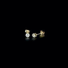 Load image into Gallery viewer, 9ct Yellow Gold 3mm Solitaire CZ Stud Earrings - Single Gents or Pair
