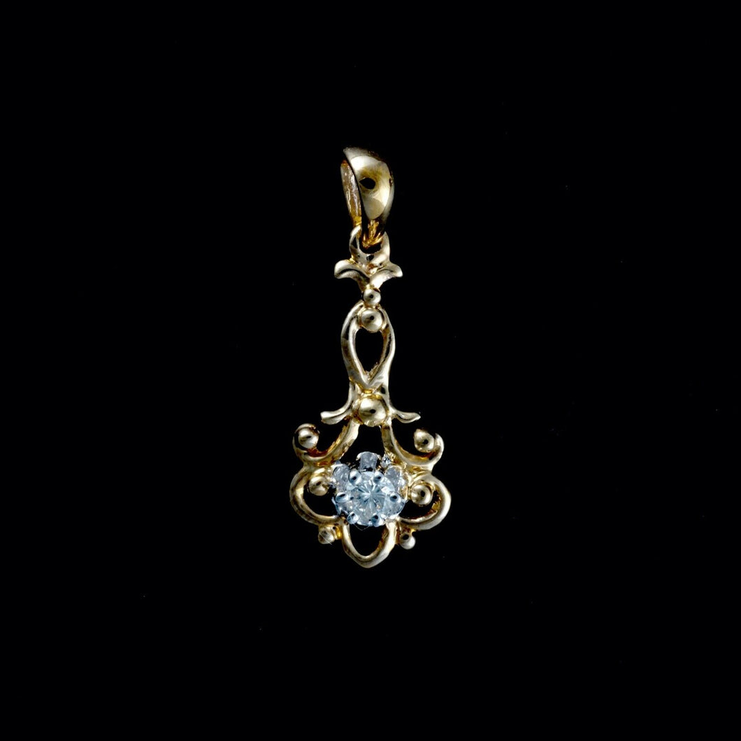 9ct Yellow Gold Antique Style Diamond Pendant (0.14ct)