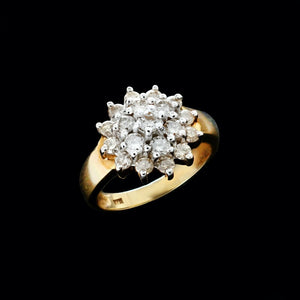 9ct Yellow Gold 1.00ct Cluster Diamond Ring (Size N)