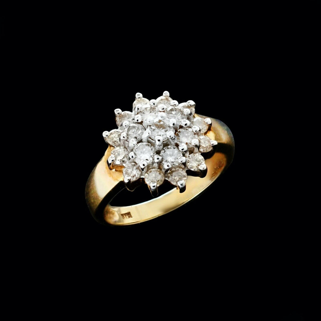 9ct Yellow Gold 1.00ct Cluster Diamond Ring (Size N)