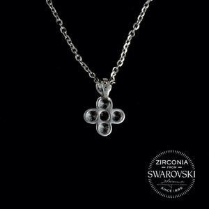 Sterling Silver & Swarovski Zirconia Upside Down Cross Pendant Necklace