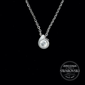 Sterling Silver & Swarovski Zirconia Twist Solitaire Pendant Necklace