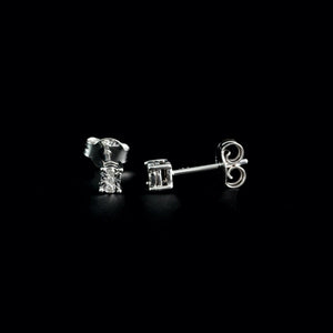 9ct White Gold Oval-Shaped Solitaire Diamond Earrings (0.03ct) - Gents or Pair