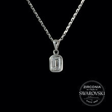 Load image into Gallery viewer, Sterling Silver &amp; Swarovski Zirconia Emerald Cut Solitaire Pendant Necklace
