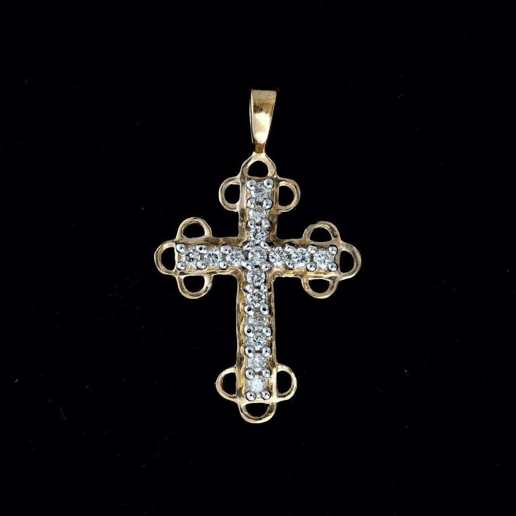 9ct Yellow Gold Diamond Cross Pendant (0.20ct)