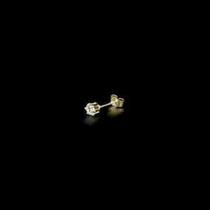 9ct Yellow Gold 3mm Solitaire CZ Stud Earrings - Single Gents or Pair