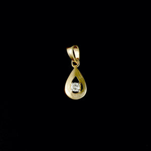 9ct Yellow Gold Tear Drop Solitaire Diamond Pendant (0.10ct) - Optional Chain