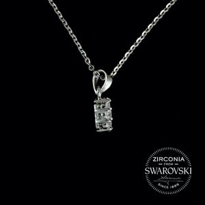 Sterling Silver & Swarovski Zirconia Oval Shaped Cluster Pendant Necklace