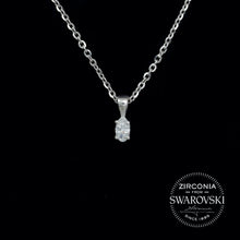 Load image into Gallery viewer, Tiny Sterling Silver &amp; Swarovski Zirconia Oval Cut Solitaire Pendant Necklace

