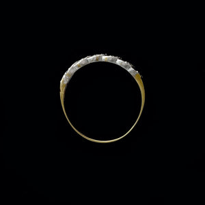 9ct Yellow & White Gold 0.10ct Grain Set Diamond Ring (Size Q)