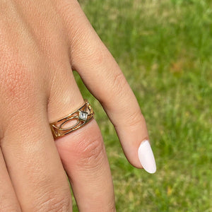 9ct Yellow Gold 0.11ct Diamond Ring (Size L1/2)