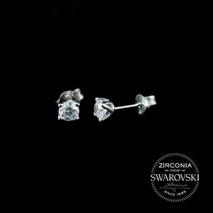 Sterling Silver & Swarovski Zirconia Solitaire Stud Earrings
