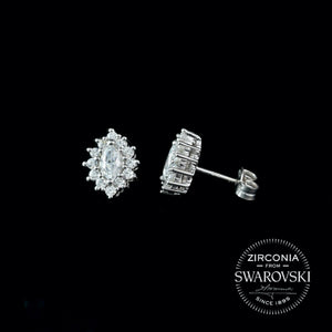 Sterling Silver & Swarovski Zirconia Marquise Cluster Stud Earrings