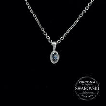 Load image into Gallery viewer, Tiny Sterling Silver &amp; Swarovski Zirconia Oval Cut Solitaire Pendant Necklace
