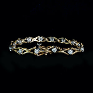9ct Yellow Gold Kiss Link Diamond Bracelet (1.00ct)