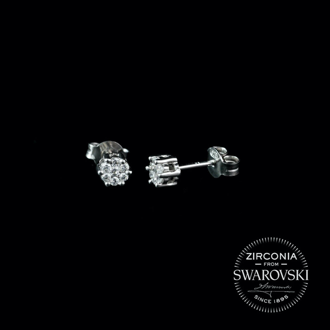 Sterling Silver & Swarovski Zirconia Cluster Stud Earrings