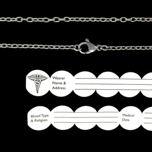 Infomedic Stainless Steel Medical Pendant - Octagon (Inc. Chain, Paper & Box)