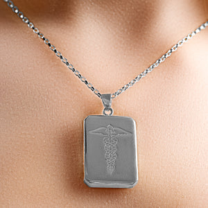 Infomedic Stainless Steel Medical Pendant - Octagon (Inc. Chain, Paper & Box)