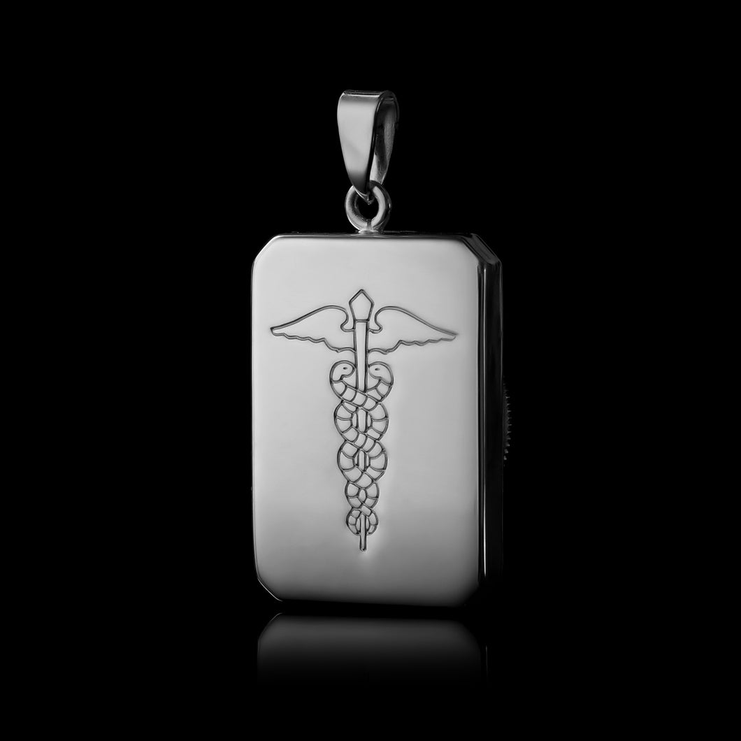 Infomedic Stainless Steel Medical Pendant - Rectangle (Inc. Chain, Paper & Box)