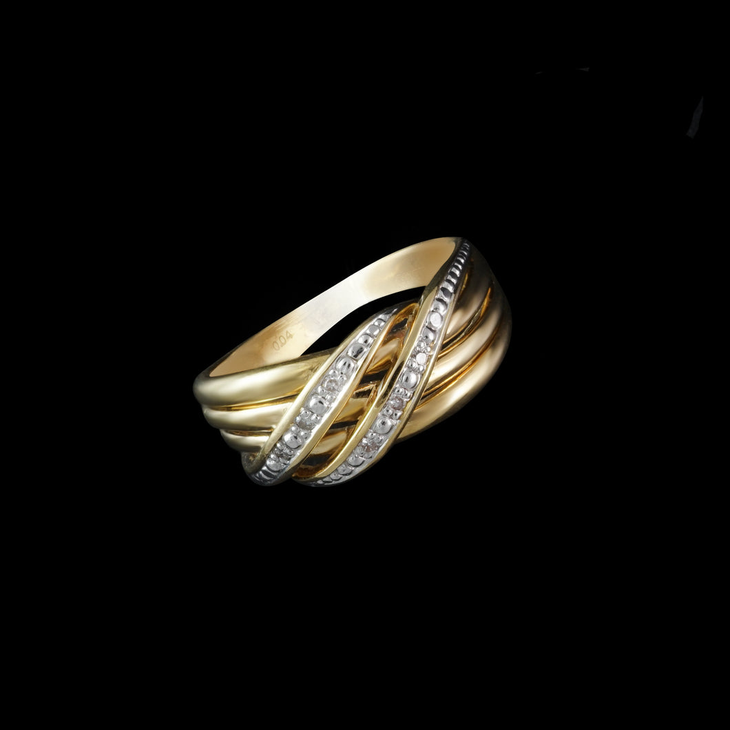 9ct Yellow Gold 0.06ct Diamond Ring (Size J)