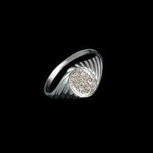 Load image into Gallery viewer, 9ct White Gold 0.14ct Pavé Set Signet Cluster Diamond Ring (Size N)

