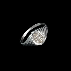 9ct White Gold 0.14ct Pavé Set Signet Cluster Diamond Ring (Size N)